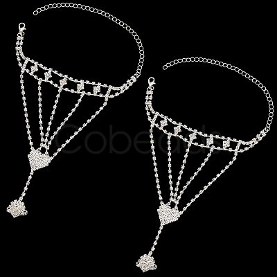 2Pcs Crystal Rhinestone Tennis Ring Bracelet BJEW-CN0001-17A-1