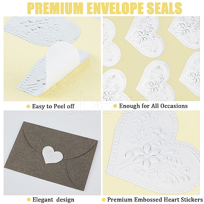 20 Sheets 2 Colors Heart & Rectangle Paper Self-Adhesive Embossed Stickers DIY-CP0010-59-1