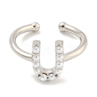 Rack Plating Brass Open Cuff Rings for Women RJEW-F162-01P-U-1