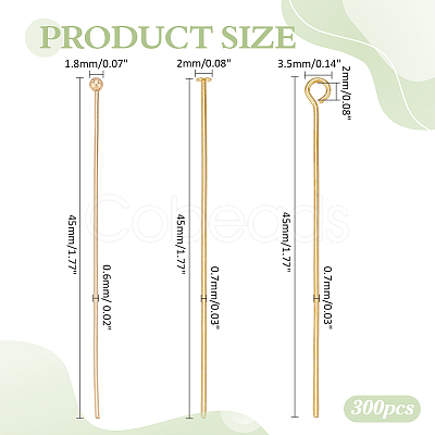 300Pcs 3 Styles Brass Flat Head Pins KK-ME0002-86-1