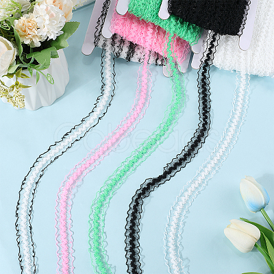 25M Nylon Elastic Pleated Lace Trim OCOR-CY0001-13F-1