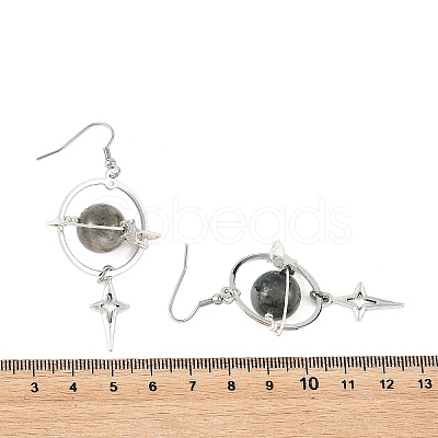 Natural Labradorite & Alloy Pendant Dangle Earrings EJEW-TA00818-01-1