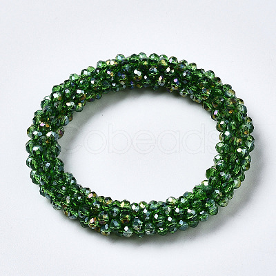 Faceted Transparent Glass Beads Stretch Bracelets LS-BJEW-S144-002C-07-1