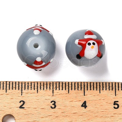Christmas Theme Baking Paint Glass Beads LAMP-I028-03A-1
