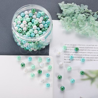 400Pcs 4 Colors Opaque Acrylic Beads MACR-SZ0001-79B-1