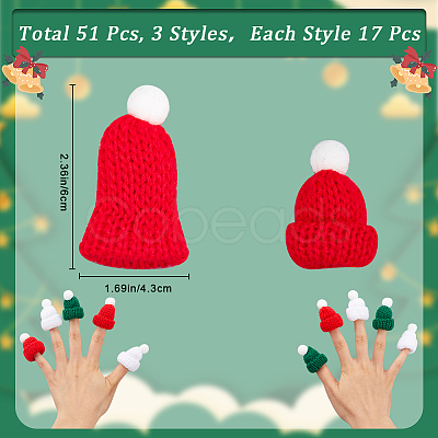51Pcs 3 Colors Polyester Doll Woolen Hat DOLL-CP0001-02-1