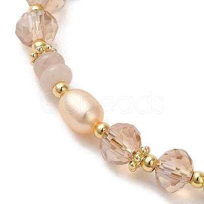 Natural Pearl & Pink Aventurine Beaded Bracelets BJEW-C051-40G-1