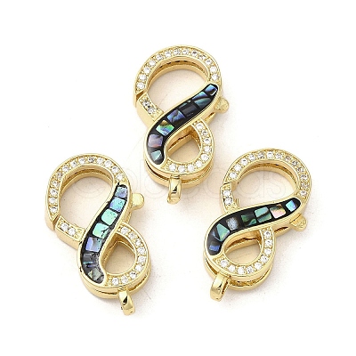 Brass Micro Pave Cubic Zirconia Lobster Claw Clasps KK-K385-010G-1