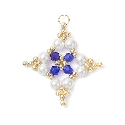 Glass Seed Beaded Star Pendants PALLOY-MZ01165-02-1