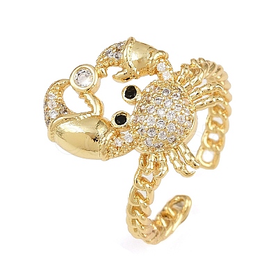 Brass Micro Pave Cubic Zirconia Cuff Rings RJEW-P167-02B-G-1
