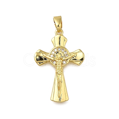 Brass Micro Pave Clear Cubic Zirconia Pendants ZIRC-I070-119G-1