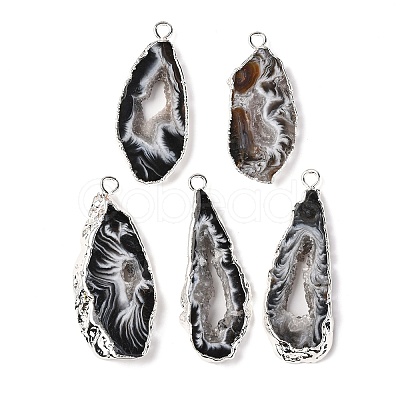 Natural Geode Agate Pendants G-G950-02P-1