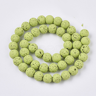 Spray Painted Natural Lava Rock Beads Strands X-G-N0324-C-08-1