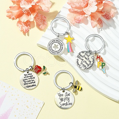 Bees Alloy Enamel & Rhinestone Keychain KEYC-YW00071-01-1