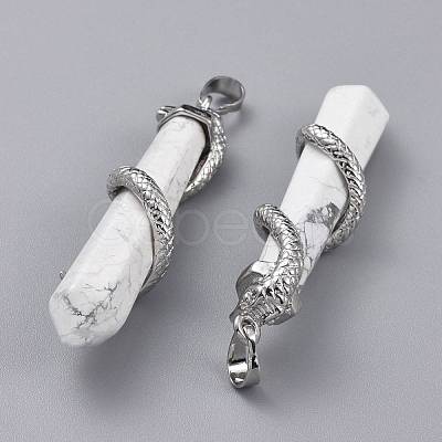 Natural Howlite Big Pointed Pendants G-F696-B14-1