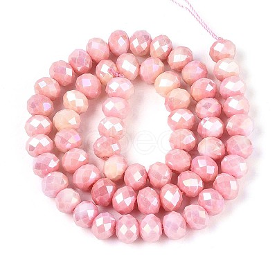 Anti-Tarnish Electroplate Rondelle Glass Beads Strands EGLA-T021-8mm-17-09-1