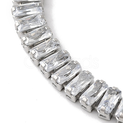 304 Stainlessa Steel Pave Clear Cubic Zirconia Rectangle Link Chain Bracelets for Women LS-BJEW-Z066-01P-03-1