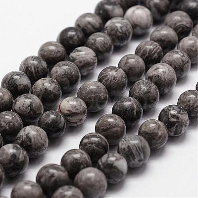 Natural Map Stone/Picasso Stone/Picasso Jasper Bead Strands G-D840-60-6mm-1