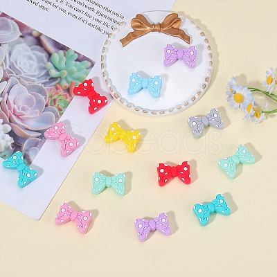 16Pcs 8 Colors Bowknot Silicone Focal Beads SIL-SZ0001-37-1