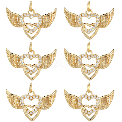 8pcs Brass Micro Pave Cubic Zirconia Pendants KK-BBC0020-22-1