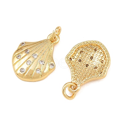 Brass Micro Pave Clear Cubic Zirconia Charms KK-Q085-02D-G-1