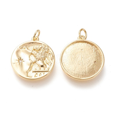 Brass Micro Pave Clear Cubic Zirconia Pendants ZIRC-I044-33G-1
