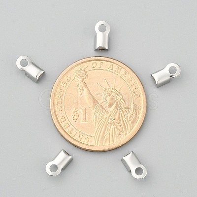 Tarnish Resistant 304 Stainless Steel Fold Over Crimp Cord Ends X-STAS-M009-01A-1