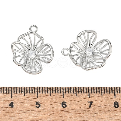 Brass Micro Pave Clear Cubic Zirconia Pendants KK-K351-73P-1