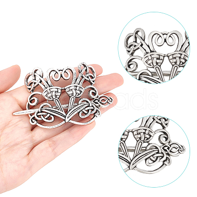 Viking Alloy Hair Clip with Hair Sticks OHAR-WH0001-04C-1