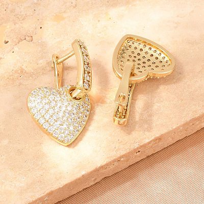 Brass Micro Pave Clear Cubic Zirconia Hoop Dangle Earrings EJEW-G471-30D-G-1