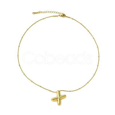 Ion Plating(IP) Initial Letter 304 Stainless Steel Pendant Necklace NJEW-R265-05G-X-1
