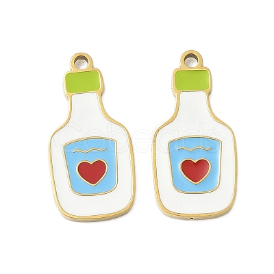 304 Stainless Steel Enamel Pendants X1-STAS-G360-04G-06-1