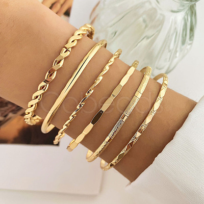 6Pcs 6 Styles Alloy Bangles WG70F83-06-1