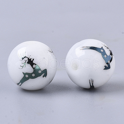 Christmas Opaque Glass Beads X-EGLA-R113-03E-1