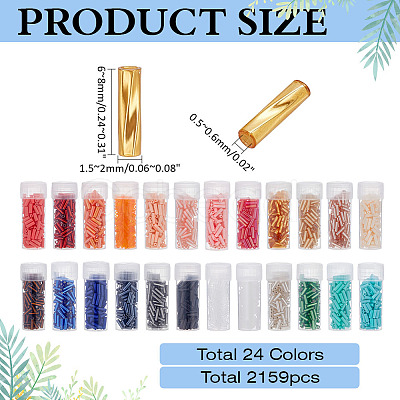 2147Pcs 24 Styles Glass Bugle Beads SEED-ME0001-22-1