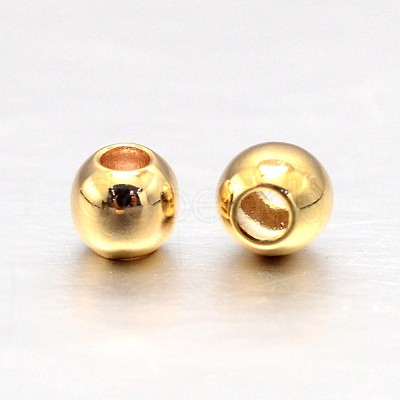 Real 18K Gold Plated Brass Round Spacer Beads X-KK-L147-197-3mm-NR-1