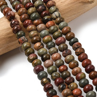 Natural Picasso Stone/Polychrome Jasper Beads Strands G-A280-A27-01-1
