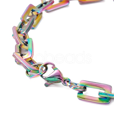 PVD Vacuum Plating Rectangle 201 Stainless Steel Chain Bracelets BJEW-N240-06M-1