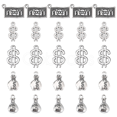 80Pcs 5 Style Tibetan Style Zinc Alloy Pendants TIBEP-SC0002-46-1