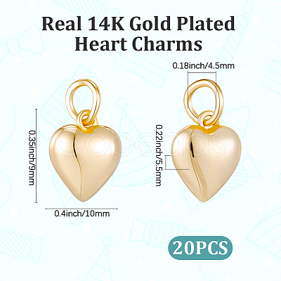 20Pcs Rack Plating Brass Heart Charms KK-BBC0024-87B-1