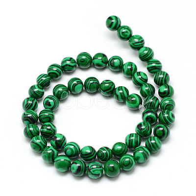 Synthetic Malachite Beads Strands X-G-T053-8mm-05-1
