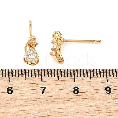 SHEGRACE Teardrop Brass Micro Pave Clear Cubic Zirconia Stud Earrings XGRQ4N543-701G-1