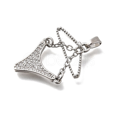 Brass Micro Pave Cubic Zirconia Charms KK-P336-03A-P-1