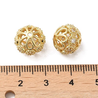 Rack Plating Brass Micro Pave Cubic Zirconia Beads KK-K377-12A-G-1