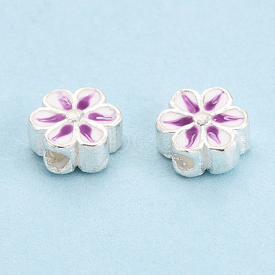 925 Sterling Silver Enamel Beads STER-T008-35C-1