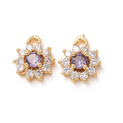 Brass Micro Pave Cubic Zirconia Charms CU-K002-39G-M-1