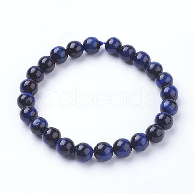 Natural Blue Tiger Eye Beads Strands G-G099-8mm-13-1