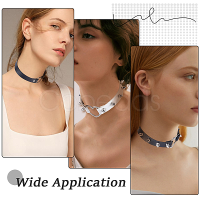 4Pcs 4 Styles Adjustable Gothic PU Leather Alloy Heart Spike Rivet Choker Necklaces for Women NJEW-CL0001-18-1