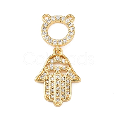 Brass Micro Pave Clear Cubic Zirconia Pendants KK-F919-41B-G-1