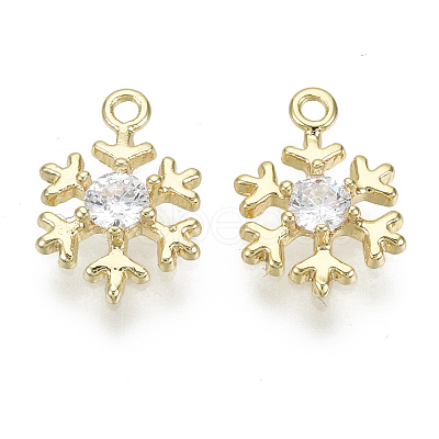 Brass Micro Pave Clear Cubic Zirconia Charms X-KK-S348-527-NF-1